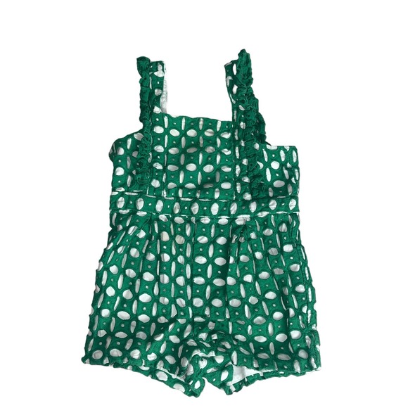 Janie & Jack Baby Eyelet Shamrock Green Romper Size 12 to 18 Months - Picture 2 of 7